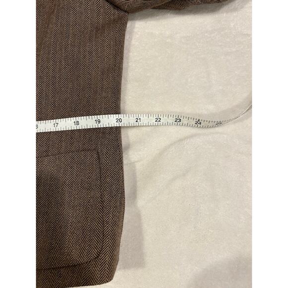 CHAPS Ralph Lauren Tweed Blazer Brown Wool Herringbone Jacket Academia Size 16 - Picture 7 of 16